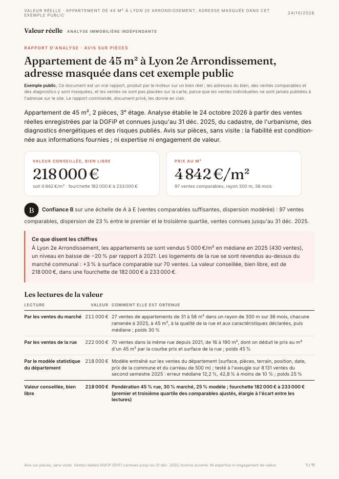 Page 1 du rapport : La réponse