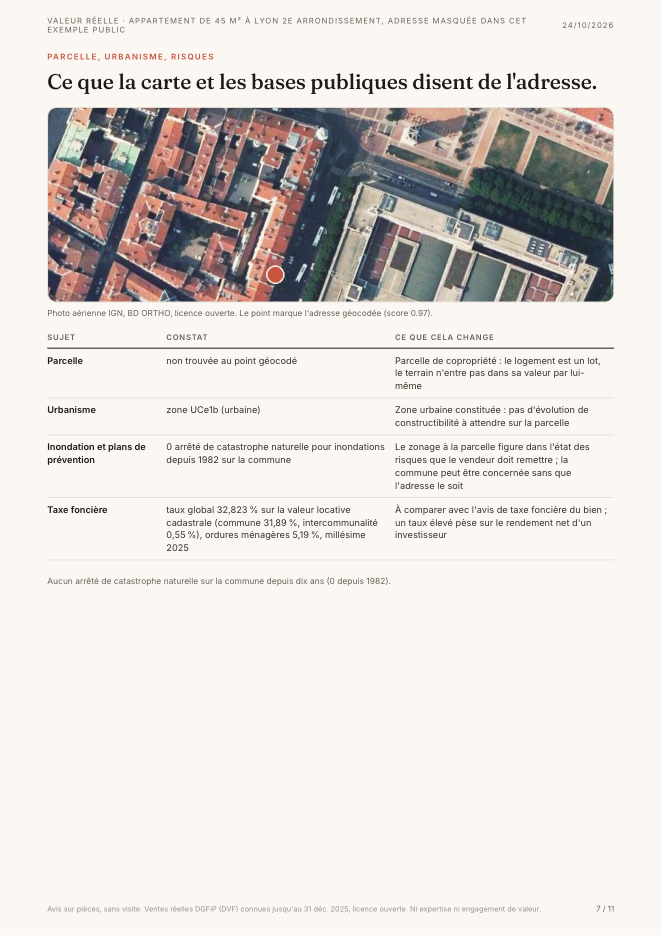 Page 7 du rapport : Ce que la carte et les bases publiques disent de l'adresse